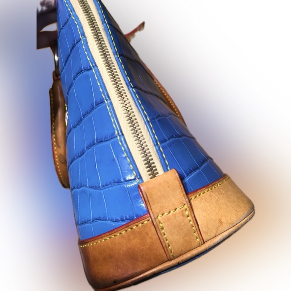 DOONEY & BURKE Croc Leather Domed Tote Handbag Turquoise Blue - Picture 13 of 15